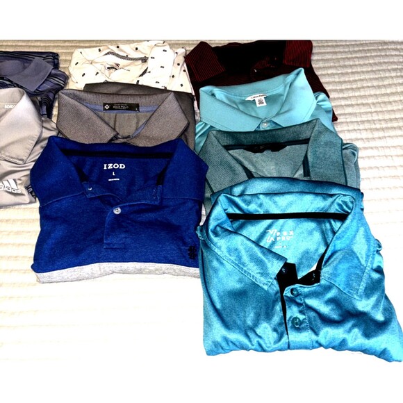 Huge Golf Polo Shirt Lot XL L M S 11 Shirts Total Adidas Calvin Klein & Others - Picture 2 of 3